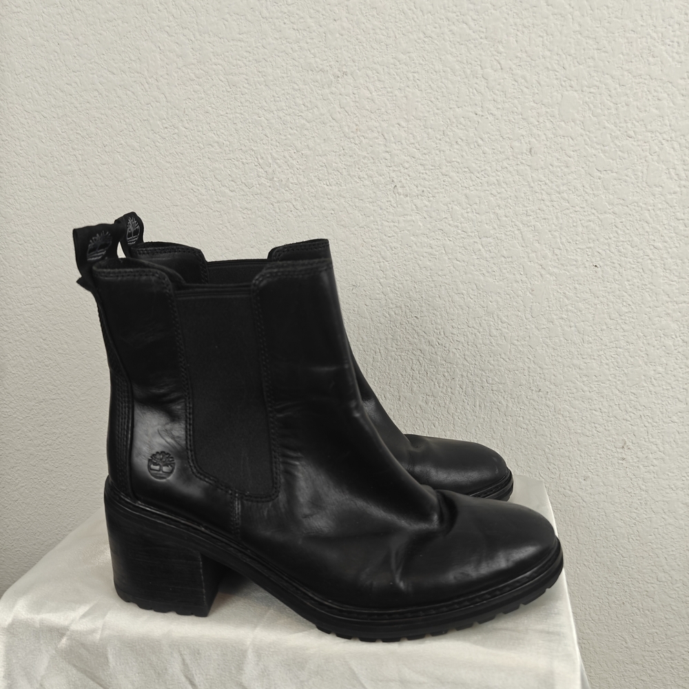 Timberland Sienna High Chelsea Pull On Boot in Black Leather Sz 9 Women's - Picture 8 of 16